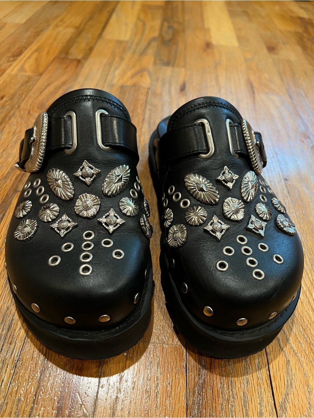 toga archives pulla eyelet metal sabot black mules Size 38